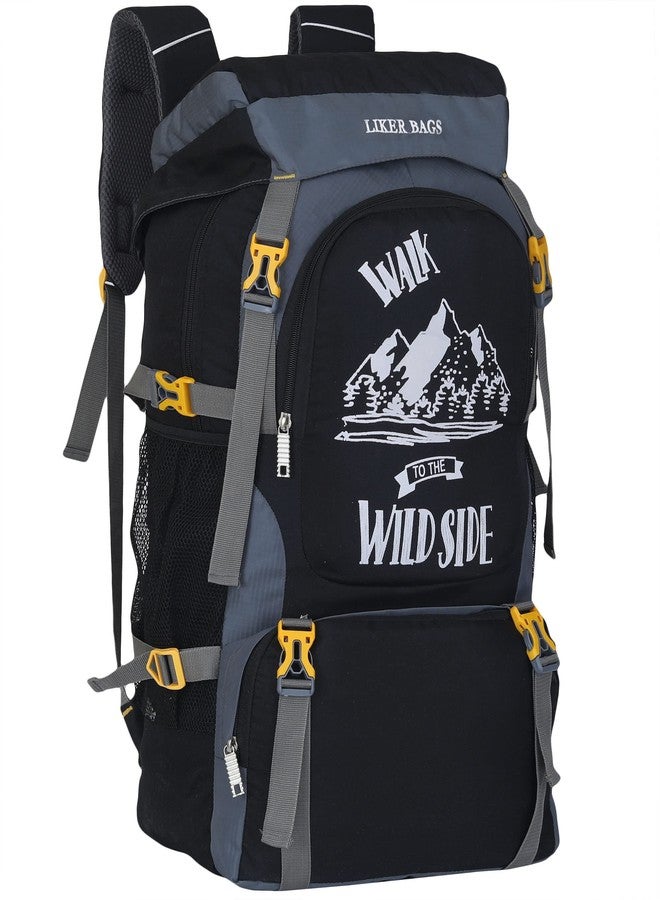 Liker Bag Rucksack Hiking Daypack, Wild Life, for Women, Men, Girls, Camping, Travelling, Black (Grey) - Image 1